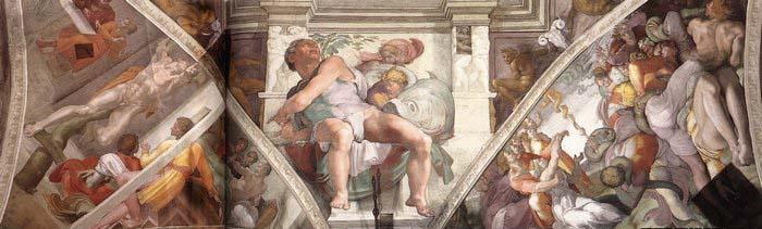 Michelangelo Buonarroti Frescoes above the altar wall oil painting image
